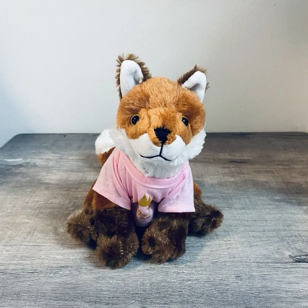 Red Fox Plush Stuffed Animal Wearing A Pink Grier School For Girls Shirt